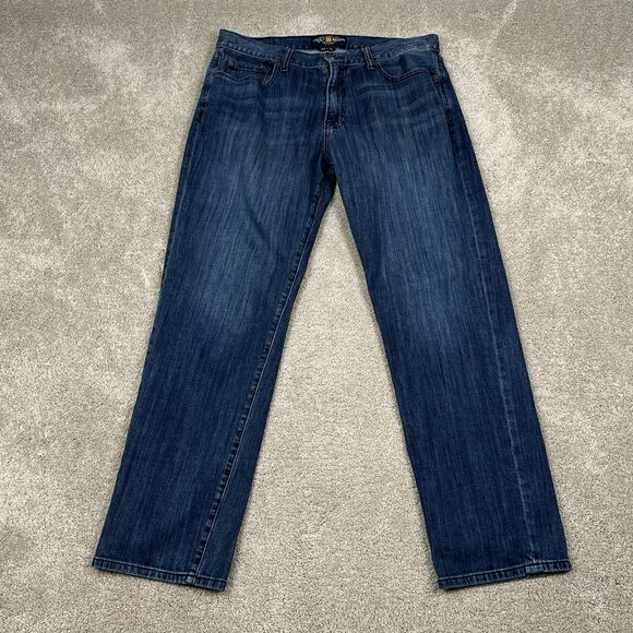 Lucky Brand Jeans Men's 221 Straight Leg Distressed Denim 36x32 Medium Blue Wash - Picture 1 of 9